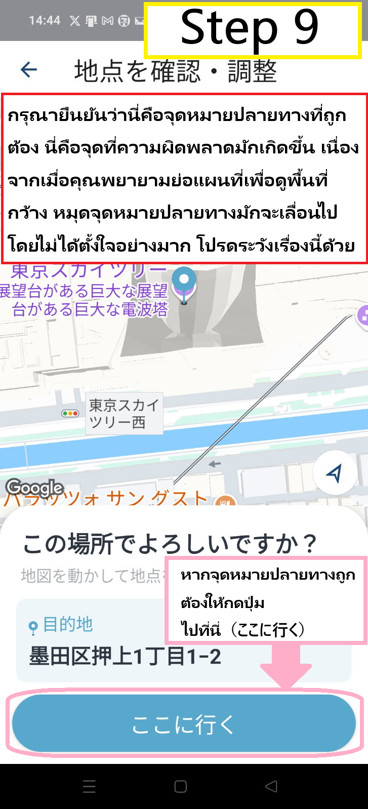 คำอธิบายการตรวจสอบพินจุดหมายและข้อควรระวัง