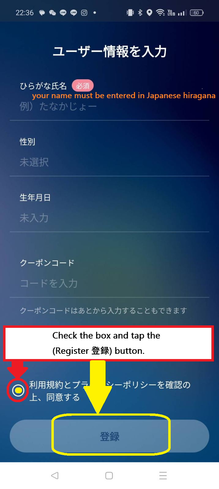 Instructions on the verification code entry screen